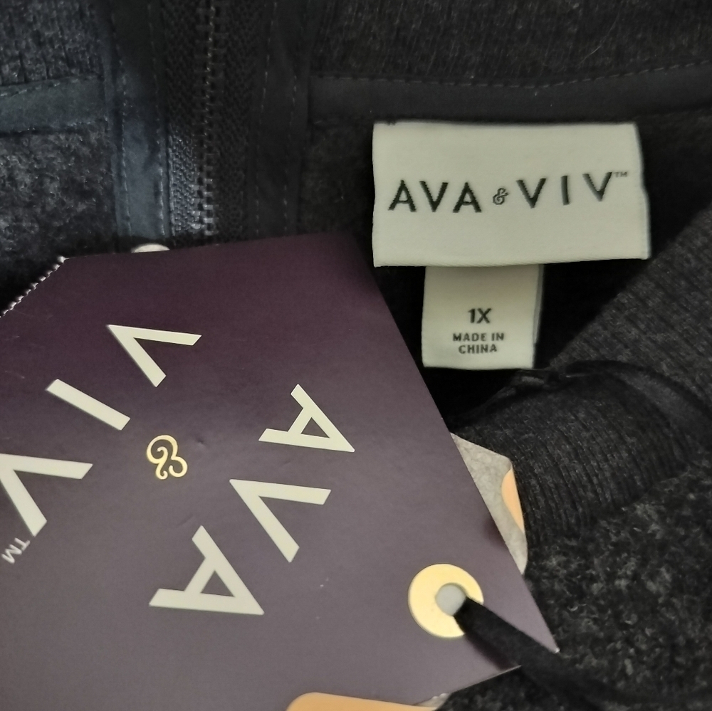 2839) Ava & Viv Dark Gray Long Sleeve Crew Neck Pullover Sweatshirt Plus Size 1X - Picture 6 of 7